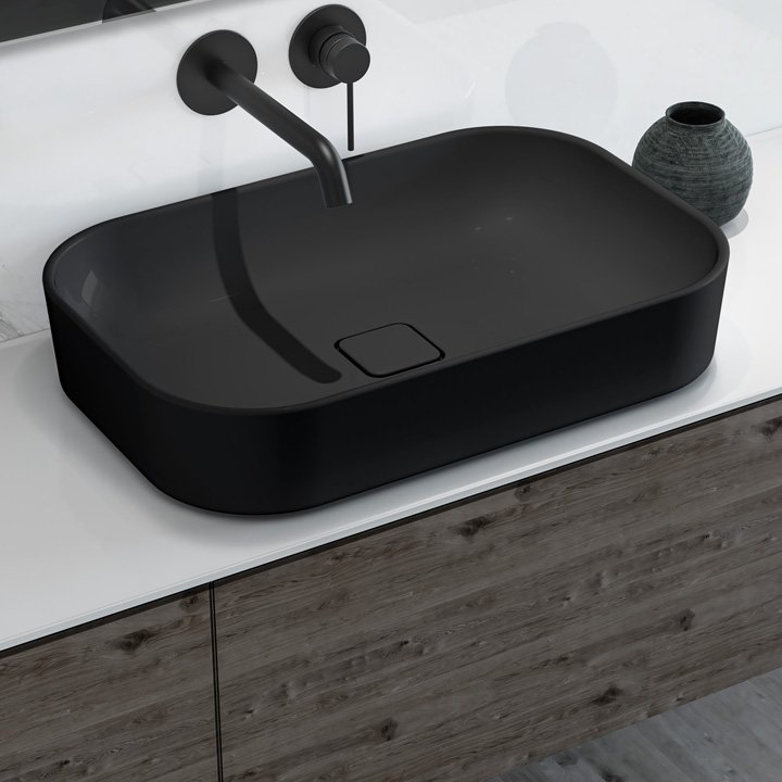 כיור חרס מלבני מונח