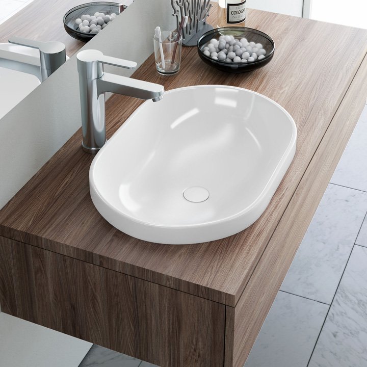Oval top mount washbasins