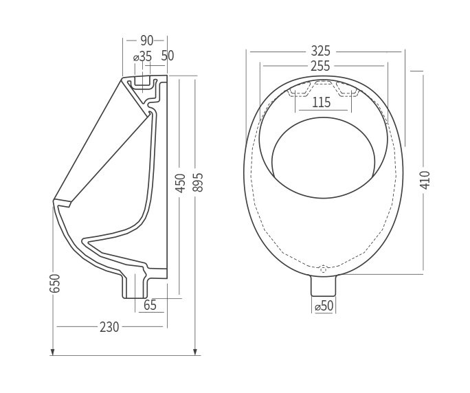 Polo Hanging Urinal  פולו diagram