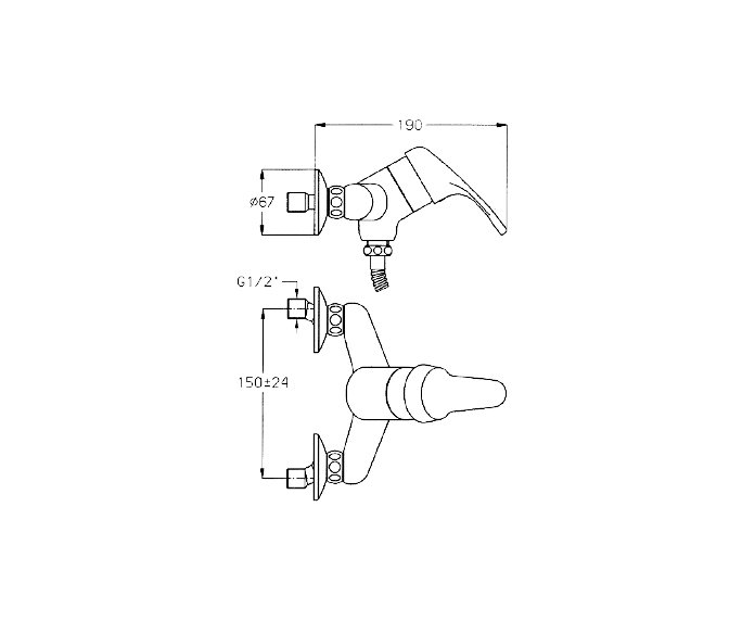 ברז מהקיר למקלחת Everest 302870 diagram
