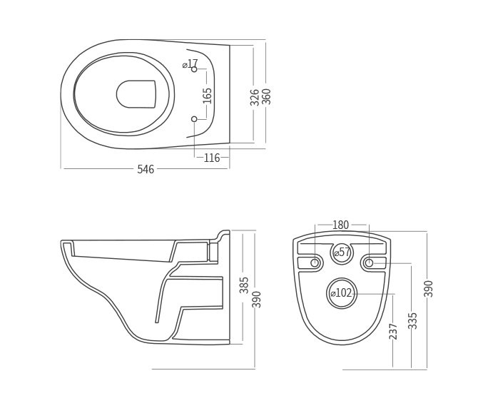 Lotem 55 Wall Hung WC 55 לוטם diagram