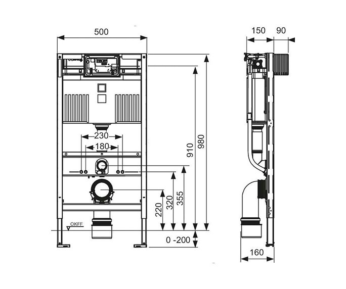 מיכל הדחה לקירות גבס TECEprofil 9300322 diagram