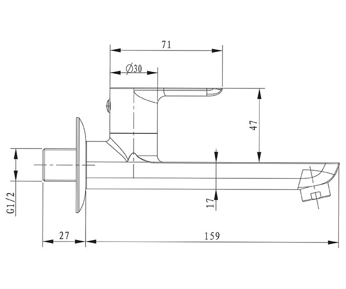 ברז מהקיר פיה 309308 diagram