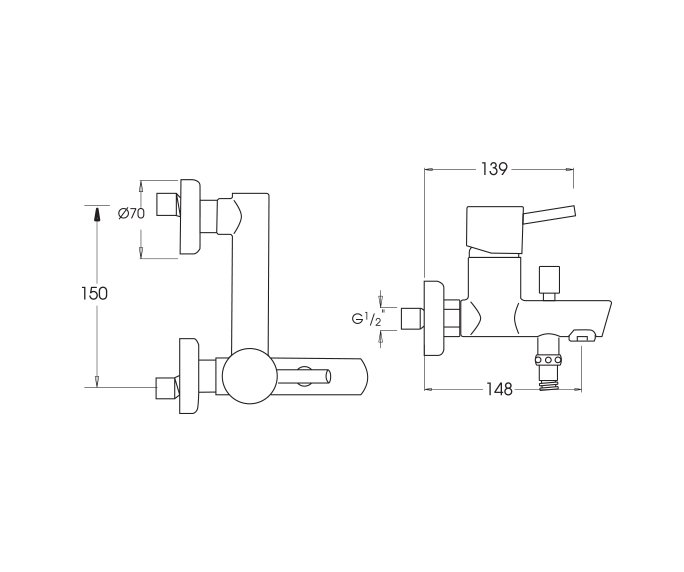 ברז מהקיר לאמבטיה Masada 305275 diagram