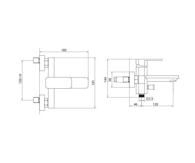 סוללת‭ ‬קיר‭ ‬לאמבט Rome 305475 diagram