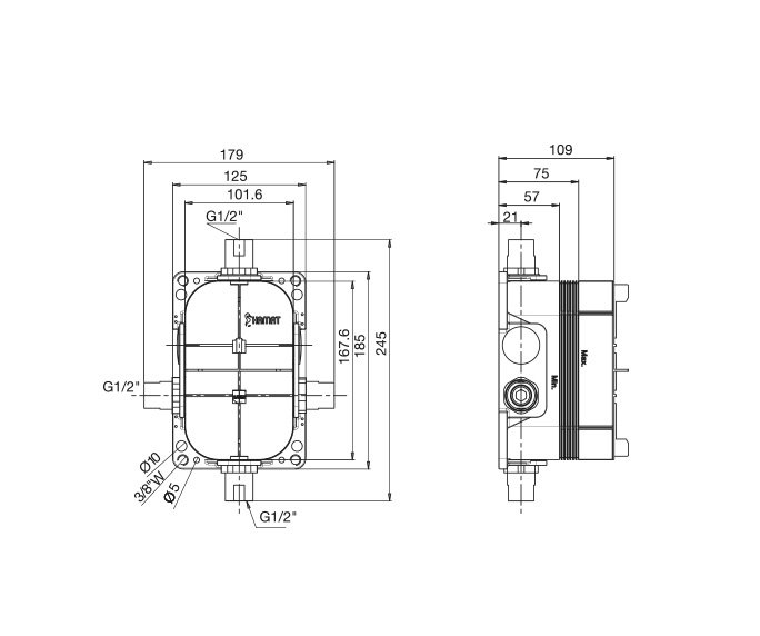 קופסה מותקנת עם מערכת קיר 4 דרך diagram