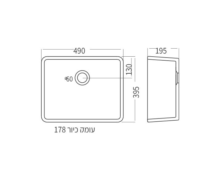 גלדור 50/40 Single sink diagram