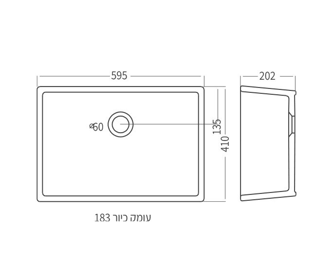 גלדור 60/40 Galdor Single sink diagram