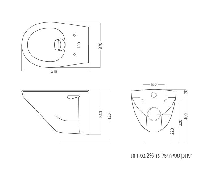Clear Wall Hung WC  קליר diagram